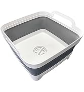 Leemeimei 9L (2.4Gal) Dish Basin Collapsible with Drain Plug Carry Handles,Kitchen Storage Tray D...