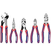 WORKPRO 5-piece Pliers Set, Premium Cr-V Construction, Including 6-inch Long Nose, 6-inch Diagona...