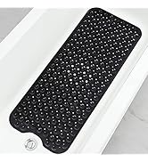 Linoows Bathtub and Shower Mats, Extra Long Non-Slip Bath Mat 39 x 16 Inch, Machine Washable Bath...