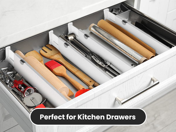 Drawer Dividers being used in a kitchen drawer