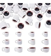 Magibeads 24Pcs Resin Mini Coffee Cups Miniature Food Drink Kitchen Set Fake White Espresso Coffe...
