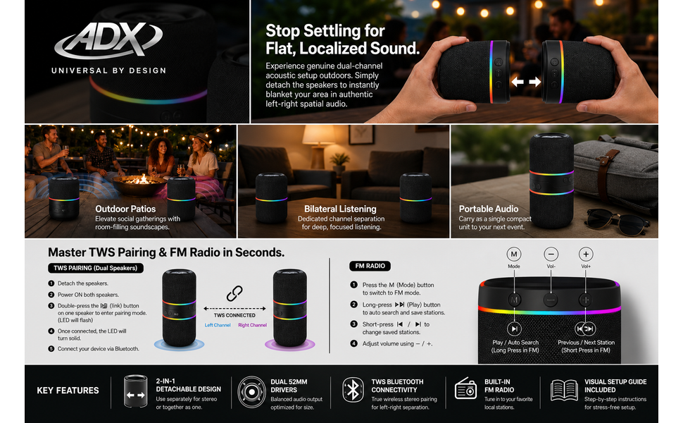 Wireless Stereo Split Speakers