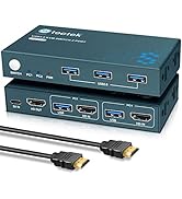 Steetek USB 3.0 KVM Switch 2 Computers 1 Monitor, 4K@60Hz HDMI 2 Port KVM Switch with 3 USB 3.0 P...
