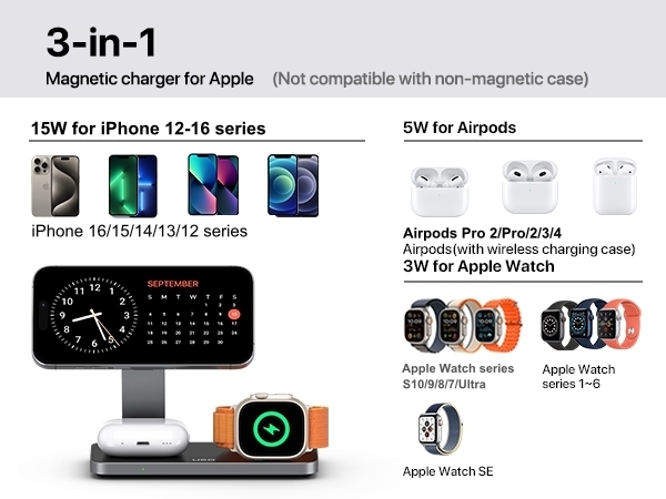 foldable 3 in 1 magnetic wireless charging station