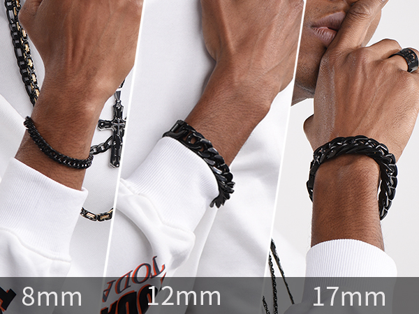 stainless steel black cuban bracelet