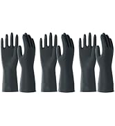 North Tower Heavy Duty Black Rubber Gloves for Cleaning - Non-Slip Grip Palm, Thick Household Glo...