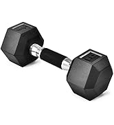 Yes4All Rubber Grip Encased Hex Dumbbells – Hand Weights With Anti-Slip 5-50 LBS Single