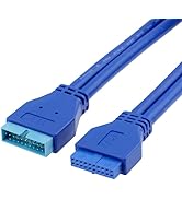 WLGQ USB 3.0 19/20-Pin Male to Female Internal Extension Cable (0.2m) - High-Speed 5Gbps for Moth...