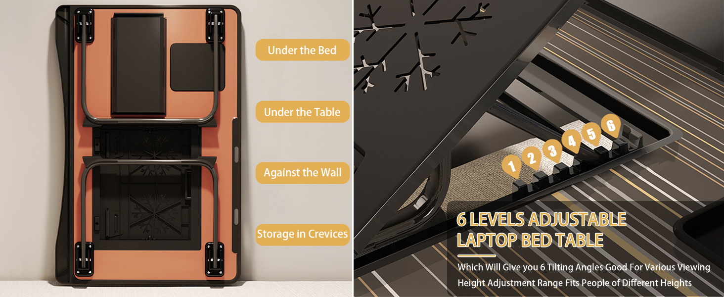 Adjustable Laptop Stand with 6 Different Angles, Portable Lap Tray Table