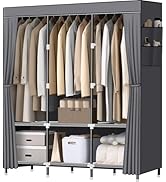 LOKEME Wardrobe Closet,Portable Closet for Bedroom Steel Pipe Diameter 19mm Strong and Sturdy Gre...