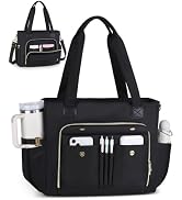 Prite Work Bag for Women 15.6 Inch Laptop Tote Large Capacity Teacher Nurse Bag with Luggage Stra...