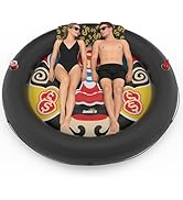 Sunikko X 73"x73" Inflatable Tanning Pool Floats Lounger Bed for Adults, Lucky Design XL Round Bl...