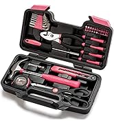 Cartman Pink 39Piece Tool Set General Household Hand Tool Kit with Plastic Toolbox Storage Case