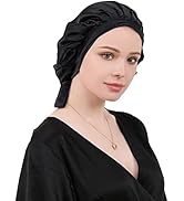 DAISYSILK 100% Mulberry Black Silk Bonnet for Sleeping Silk Hair Bonnet for Curly Long Hair Women...