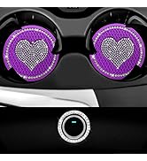 Car Cup Holder Coaster,2PCS Universal Heart Bling White Crystal Rhinestone Car Coasters &amp; Push to...