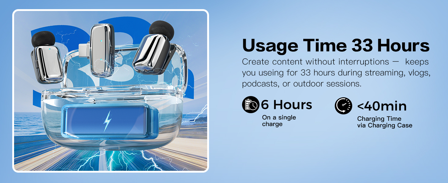 Noise Reduction, 33H Battery with Charging Case