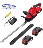 FULLYEA 20" Hedge Trimmer Cordless, Electric Bush Trimmer with 2 * 2.0Ah Batteries, 21V Handheld ...
