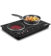 Hot Plate, CUSIMAX Double Burner Electric Hot Plate for Cooking, 1800W Dual Control Portable Elec...