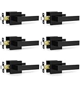Plustool 6 Pack Matte Black Door Handles Interior, Passage Door Knobs Closet Door Levers for Hall...