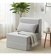 TokSay Folding Sofa Bed, Convertible Sleeper Chair with Pillow, Foldable Mattress &amp; Back Support,...
