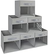 DIMJ Storage Cubes, Cube Storage Bin, Foldable Storage Cubes with Window, 6 Pack Closet Storage B...