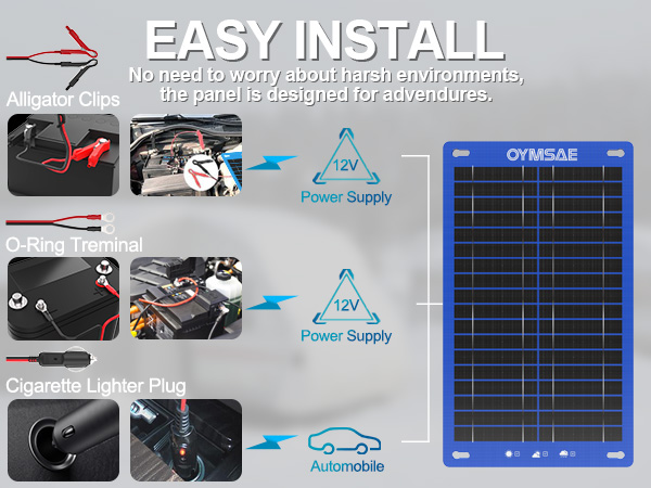 OYMSAE 12W Solar Car Battery Charger Portable 12V Trickle Battery Charger 