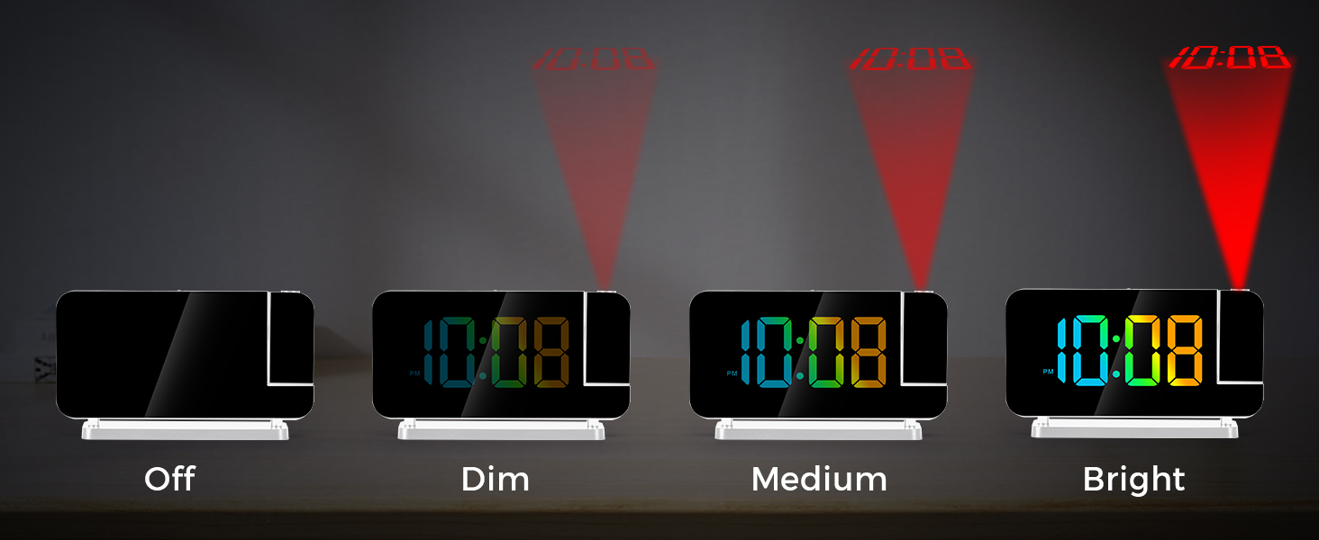 Projection Alarm Clock,7.4 in LED Mirror Digital Clocks Projection on Ceiling Wall,RGB Night Light