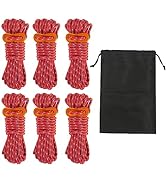 Smithok 16.4ft 6 Pack 4mm Guy Lines Ultralight Tent Cords with Aluminum Adjuster Tensioner Outdoo...