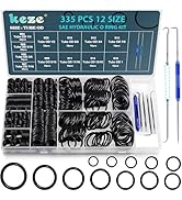 KEZE 355 Pcs Hydraulic O-Ring SAE 900 Series 12 Size Buna-N 70A Inch O Rings Seal Kit for Hydraul...