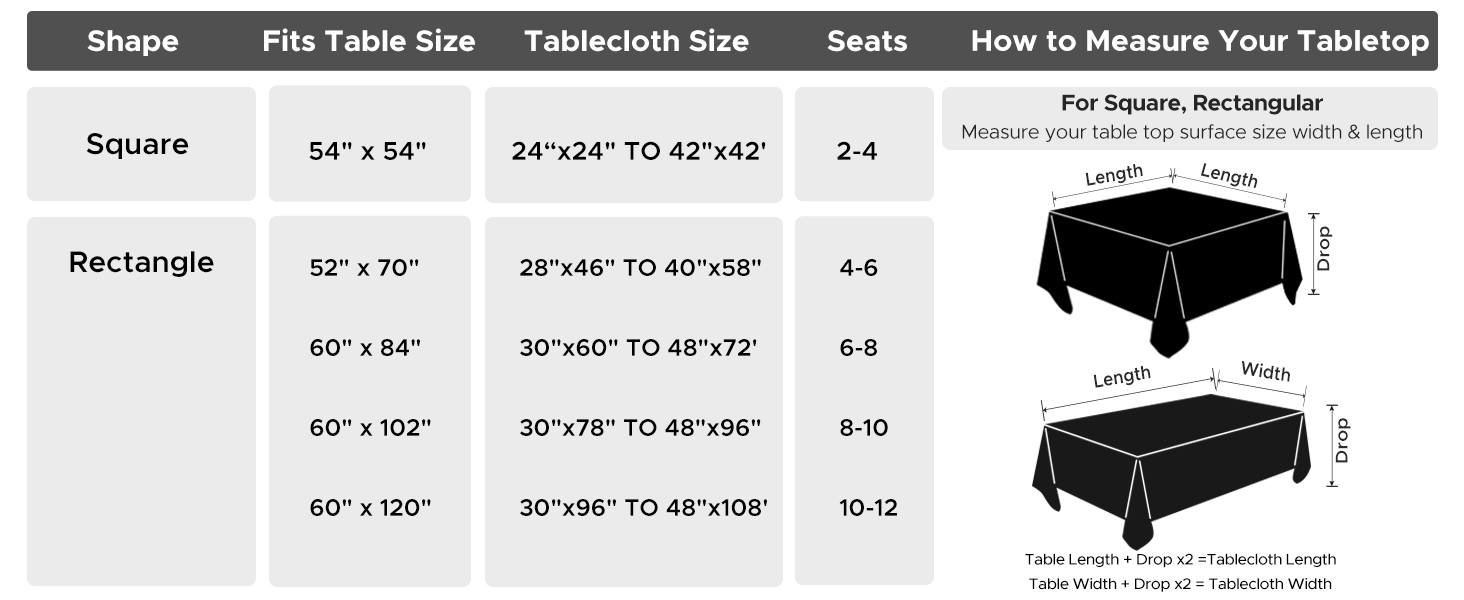 52 x 70 tablecloth