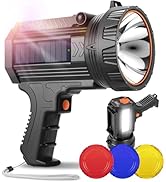 YIERBLUE Rechargeable Spotlight Flashlight with Solar Panels, 1000,000 High Lumen Outdoor Handhel...