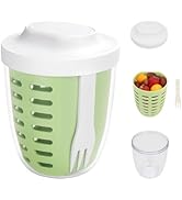 daasigwaa Fresh Fruit Salad Storage Cup To Go With Lids, Fork &amp; Drain Baskets, Reusable Leakproof...