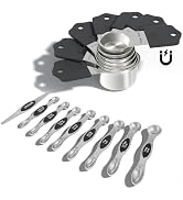 Magnetic Measuring Cups &amp; Spoons Set, Heavy Duty 304 Stainless Steel, Double Measurement Markings...
