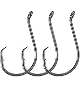 Dr.Fish 100 Pack Octopus Circle Hooks, Saltwater &amp; Freshwater Fishing Hooks, #8-#10/0, Offset, Ca...