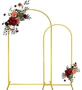 Gold Metal Arch Backdrop Stand 2 Set 7.2FT, 6FT Wedding Arch Stand Arched Door Frame for Birthday...