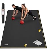 CAMBIVO Large Exercise Mat for Home Workout, 8'x6'/7'x5'/6'x4' (7 mm) Extra Thick Exercise Mat fo...
