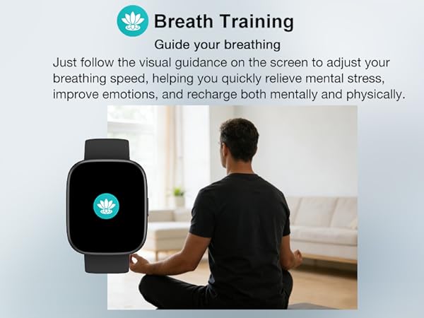 Smart Watch (Answer/Make Call) for iPhone&amp;Android, 1.83" Smartwatches with breathing guide