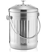 ENLOY Compost Bin for Kitchen Countertop, 1.3 Gallon Stainless Steel Indoor Compost Bucket for Ki...