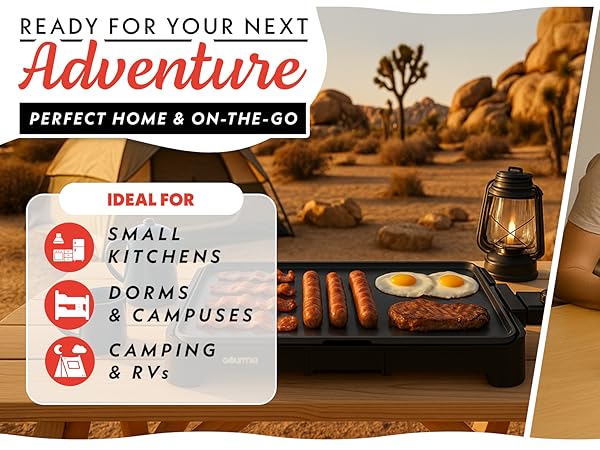 compact grill perfect for dorms, small kitchens, camping