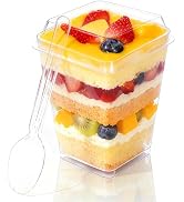 Fracurs 60 Pack Clear Plastic Dessert Cups with Lids and Spoons 5 oz Clear Parfait Appetizer Cups...