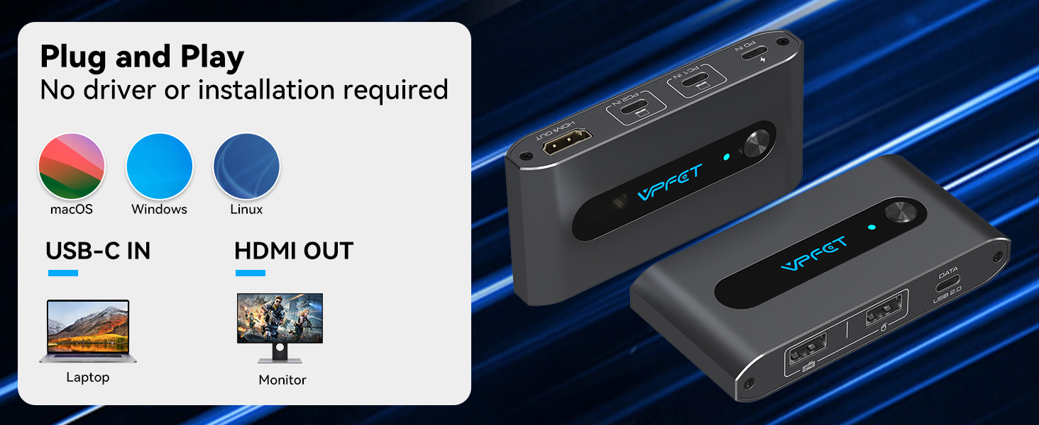 Plug and Play No driver or installation required