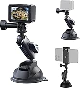 TELESIN Aluminum Camera Suction Cup Car Mount with Phone Holder, Outside Inside Windshield Window...