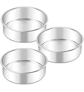 LIANYU 6 Inch Cake Pan Set of 3, Stainless Steel Round Smash Cake Baking Pans Tins, Bakeware for ...