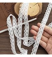 LYXMYGS Lace Trim Ribbon, 20-Yard White Lace Ribbon, 1 Inch Width White Laces Trims, White Lace T...