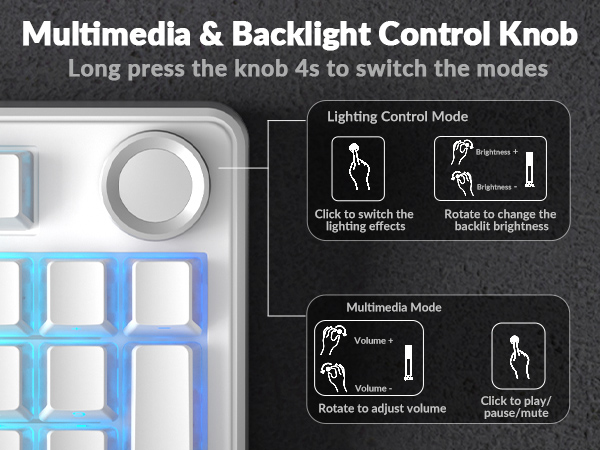 mechanical keyboard with number pad knob wireless silent mechanical keyboard pc custom keyboard