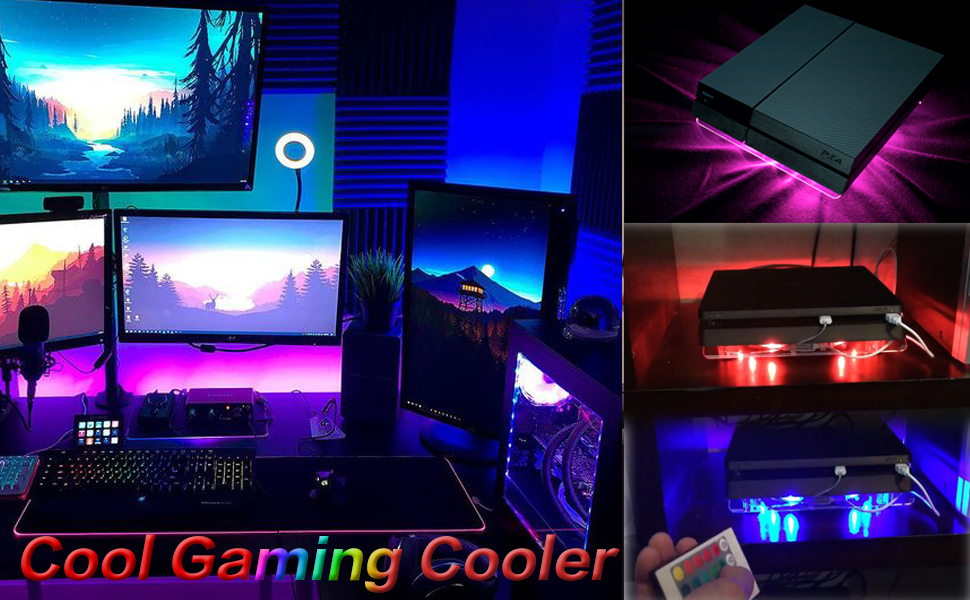 Wireless IR Remote Control 24 keys PS4 Cooling Fan RGB USB LED Cooler Thermal Fan