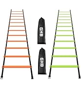 GHB Pro Agility Ladder 2 Pack Agility Training Ladder Speed 12 Rung 20ft with Carrying Bag (Orang...