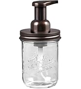 SheeChung Mason Jar Foaming Soap Dispenser, Glass Foaming Hand Soap Dispensers, Stainless Steel L...
