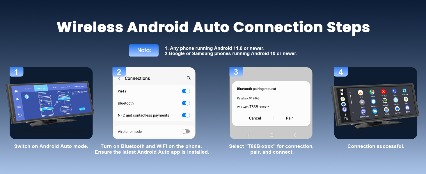 Wireless Android Auto Connection Steps
