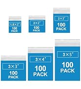 600 Pack Small Plastic Bags, 6 Assorted Sizes (1.5x2, 2x2, 2x3, 3x3, 3x4, 3x5 Inch) Clear 2 Mil J...